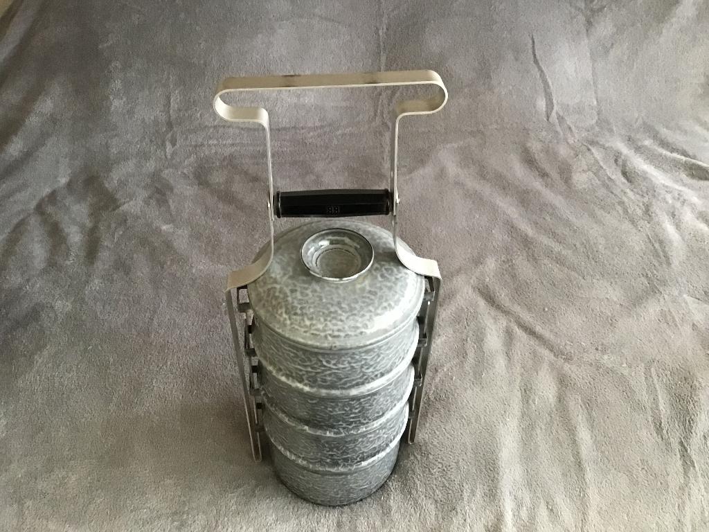 Grijs gewolkte Rantang emaille, vintage, Antiek en Kunst, Ophalen of Verzenden