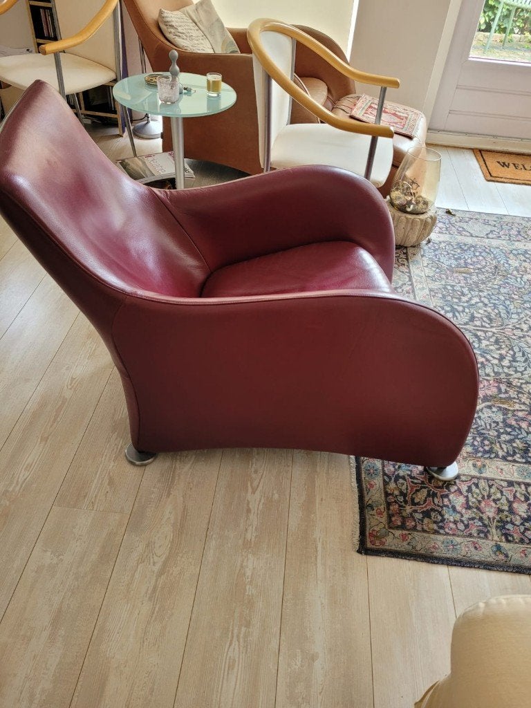 Dutch Design Montis fauteuil ontwerp Gerard van den Berg, Huis en Inrichting, Gebruikt, 100 tot 125 cm, Leer, 50 tot 75 cm