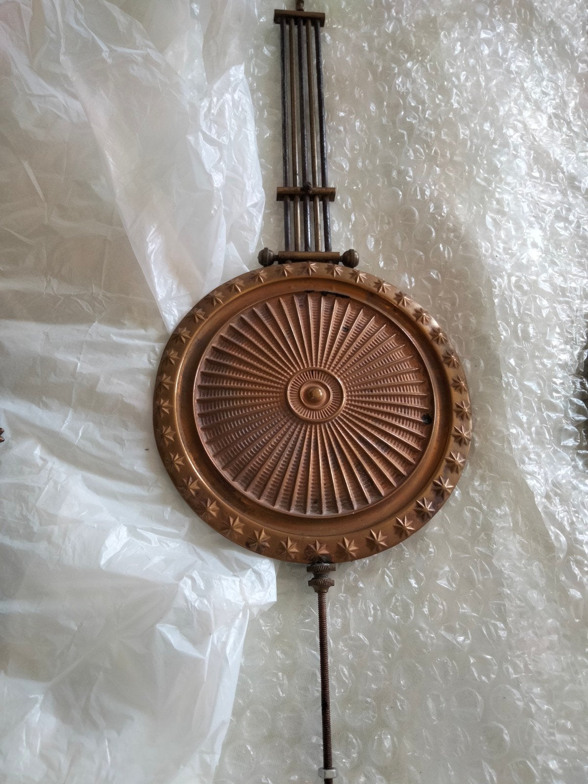 Antieke Klok Slinger (33,5cm) - Koperen Decoratie, Ophalen