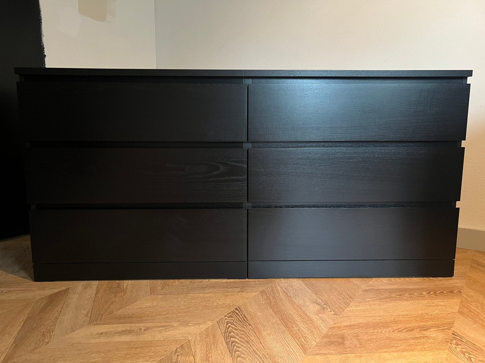 MALM ladekast 6 lades IKEA zwartbruin 160x48x78, Ophalen, 50 tot 100 cm, Zo goed als nieuw, 3 of 4 laden