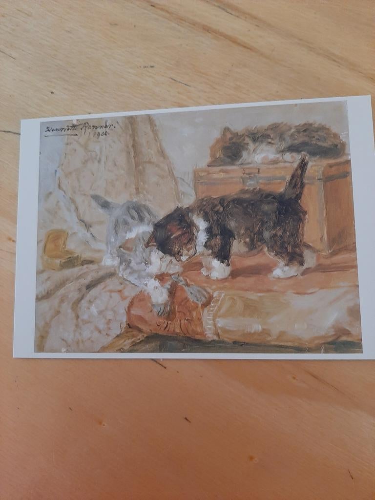 3 ansichtkaarten poezen Henriëtte Ronner Knip, Verzenden, Voor 1920, Hond of Kat