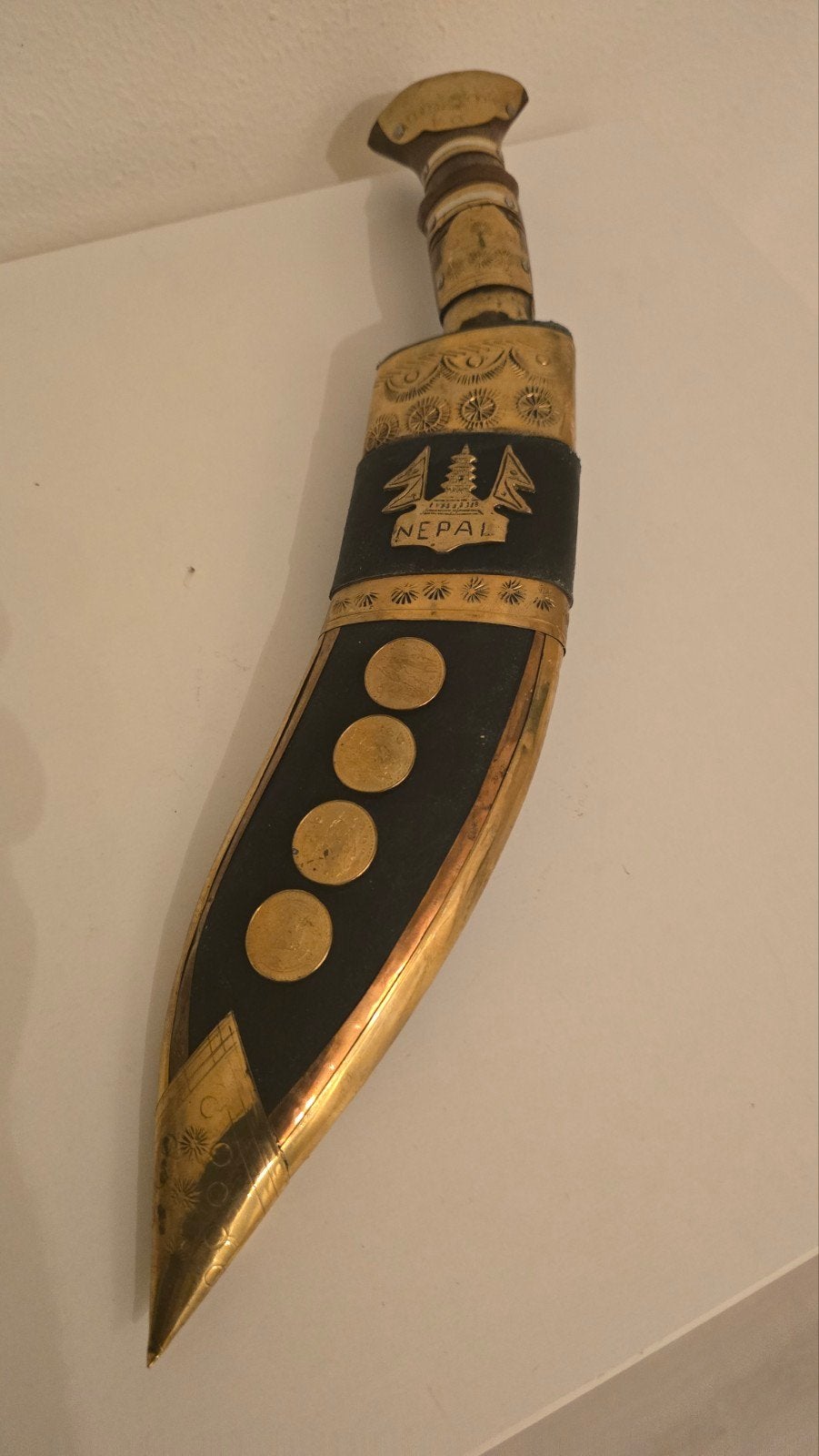 Antieke Kukri Nepalees Mes met Schede - Handgemaakt, Antiek en Kunst, Ophalen of Verzenden