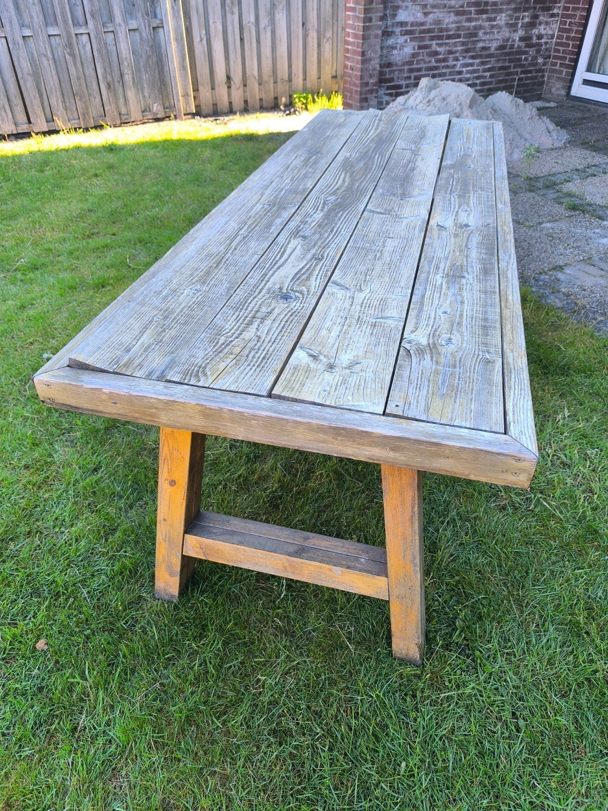 Steigerhouten tuintafel, Ophalen, Gebruikt, Rechthoekig, Hout