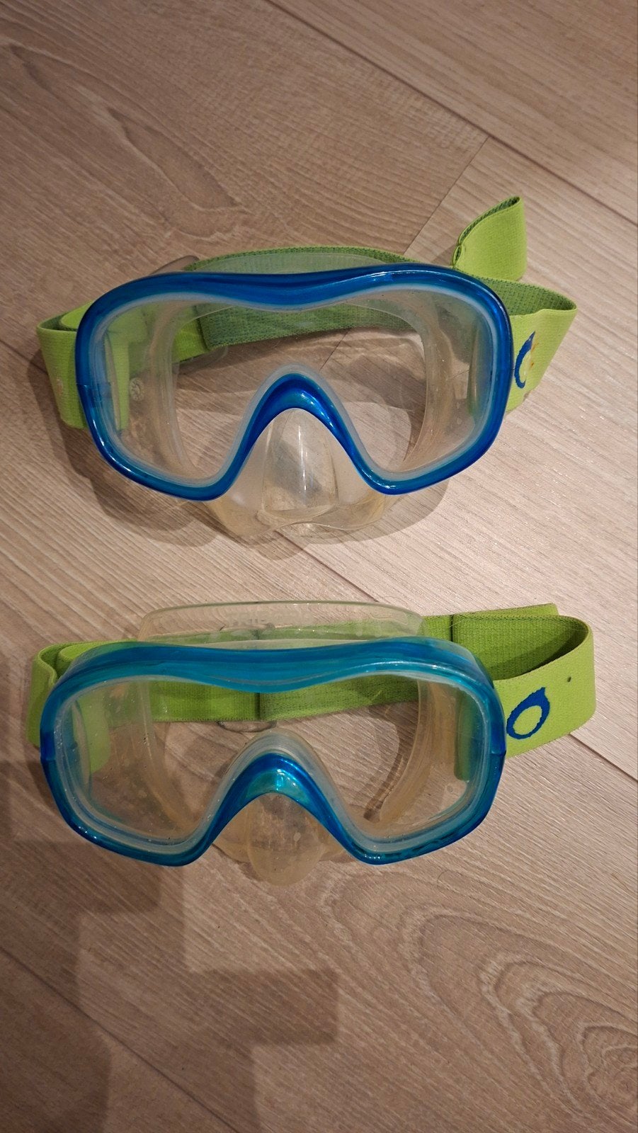 2 Duikbrillen voor kinderen - Blauw/Groen, Ophalen of Verzenden, Gebruikt, Duikbril of Snorkel