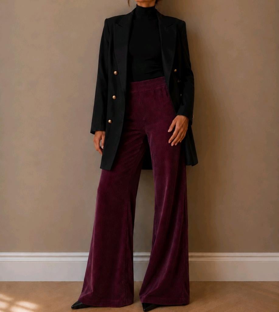 Mooie flared ribbroek / broek, maat XS. (Bershka), Verzenden, Bershka, Zo goed als nieuw, Maat 34 (XS) of kleiner