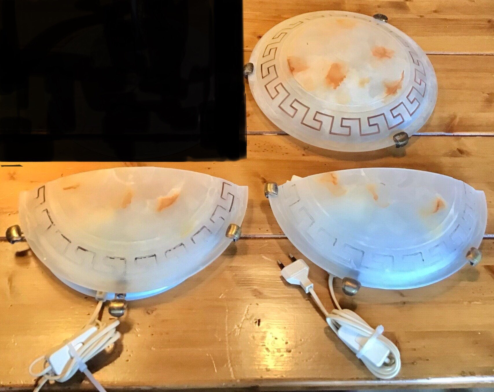 SET VAN 3 GRIEKSE LAMPEN, Huis en Inrichting, Lampen | Wandlampen, Ophalen of Verzenden, Gebruikt, Wandlamp, E27 (groot)