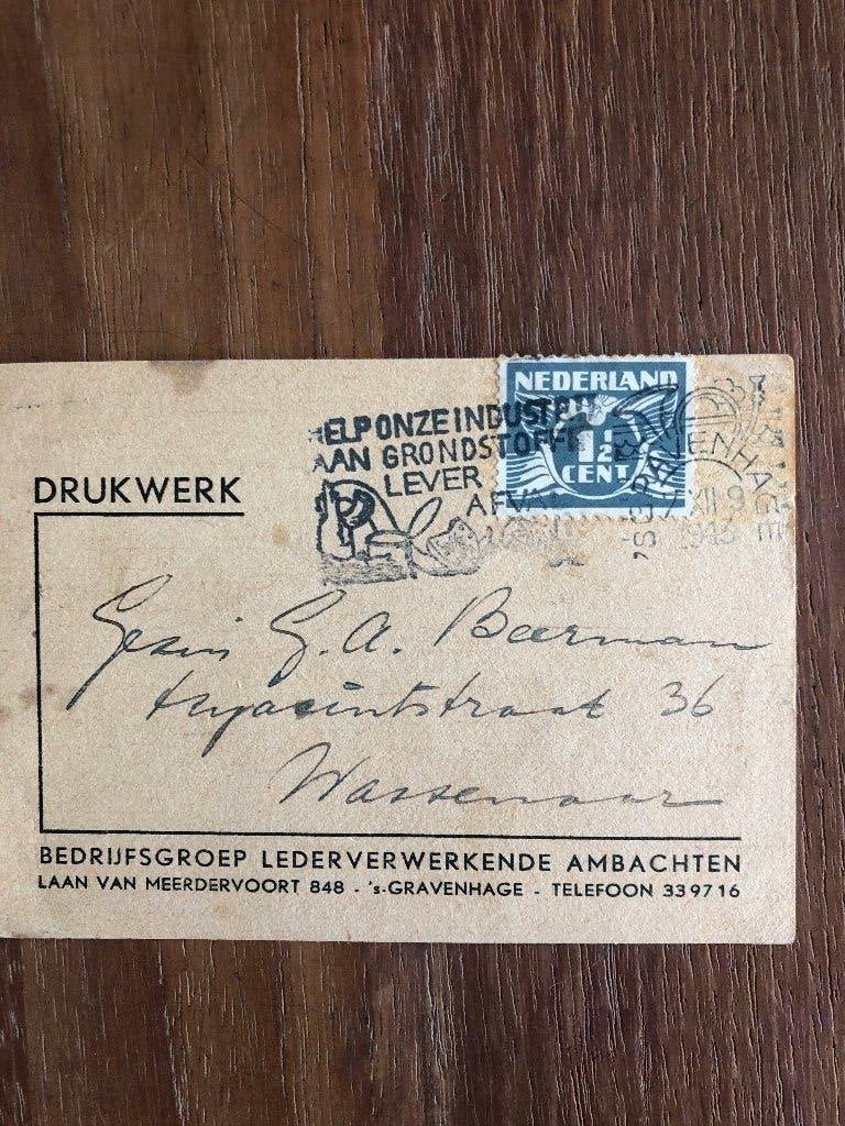Duitse regelwoede. 9-9-1943. Gezin Beerman, Hyacintstraat, Verzenden, Overige onderwerpen, Tweede Wereldoorlog, Gelezen