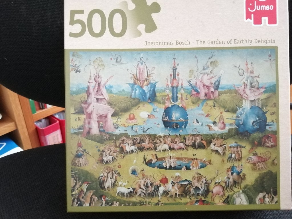 Jumbo Puzzle Jherpnimus Bosch De tuin der Lusten, Hobby en Vrije tijd, Ophalen of Verzenden, 500 t/m 1500 stukjes, Zo goed als nieuw