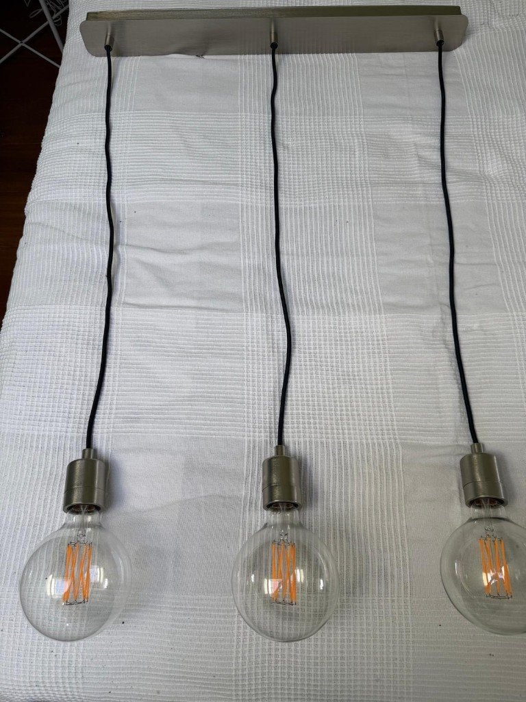 Mooie IKEA hanglamp (3 lampen) voor boven eetkamertafel, Ophalen, Zo goed als nieuw, Metaal, Staal modern