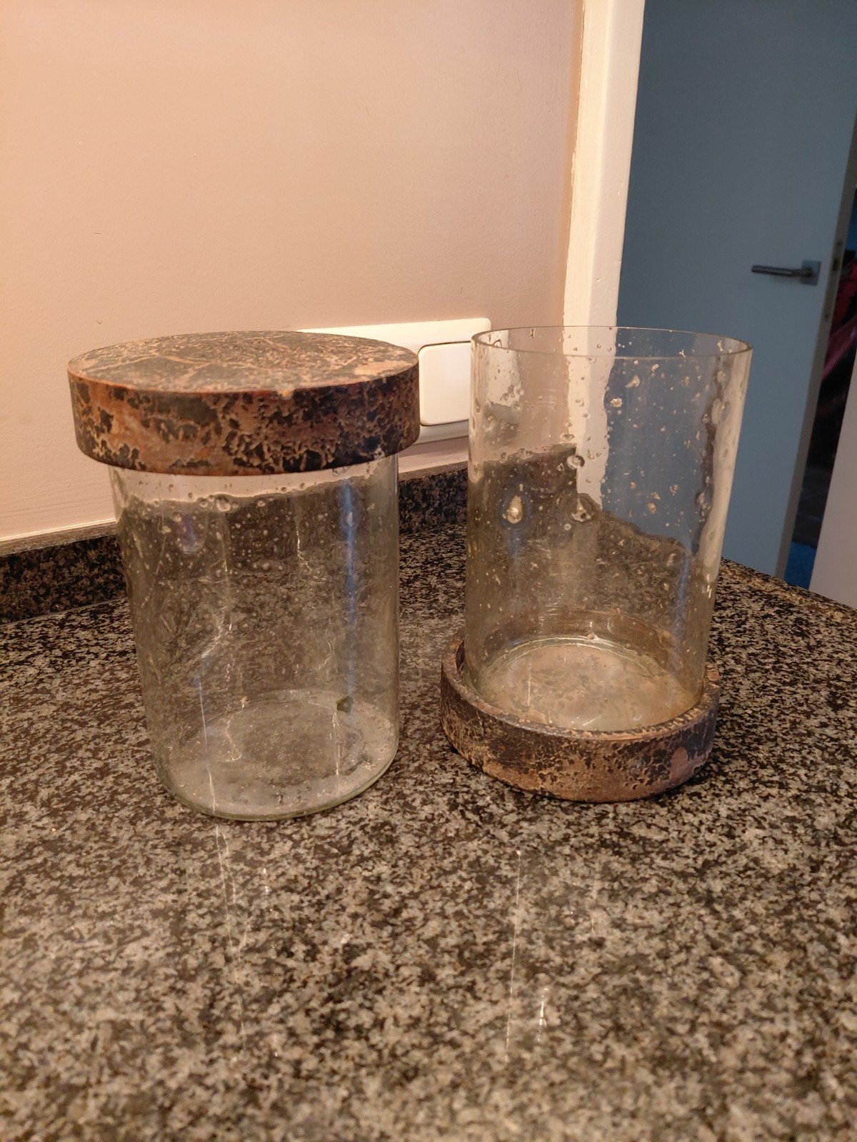 Stoere, sobere potten in Hofz stijl van B-Unique, Bruin, Ophalen of Verzenden, Met deksel, Glas