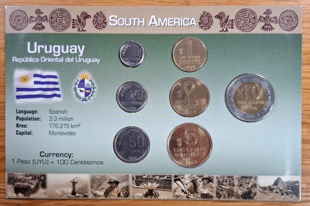 136# Coins of the World muntset Uruguay, Postzegels en Munten, Ophalen of Verzenden, Zuid-Amerika