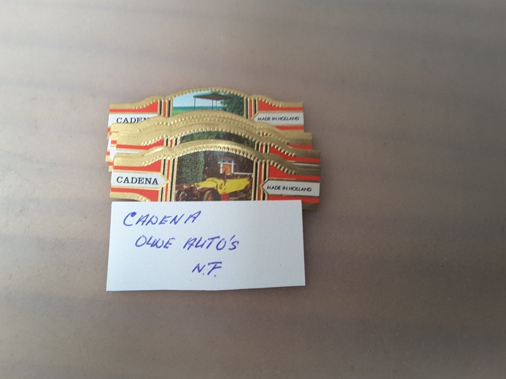 Sigarenbandjes cadena oude auto's nf, Verzamelen, Ophalen of Verzenden, Zo goed als nieuw, Sigarenbandjes