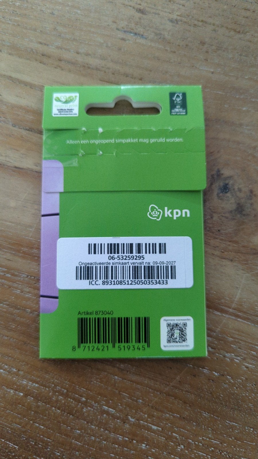 KPN Simkaart - Ongeactiveerd mooi nummer 06 53259295, Ophalen of Verzenden, Nieuw, KPN, Prepaidkaart