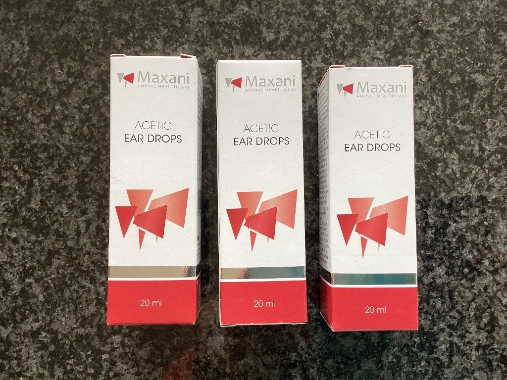 Maxani oordruppels, hond of kat, 3 flesjes, 20 ml, nieuw, Dieren en Toebehoren, Ophalen, Nieuw