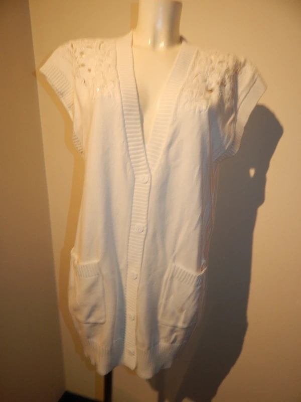 TwinSet gebreid wit vest open werk bovenkant bloemen kraal M