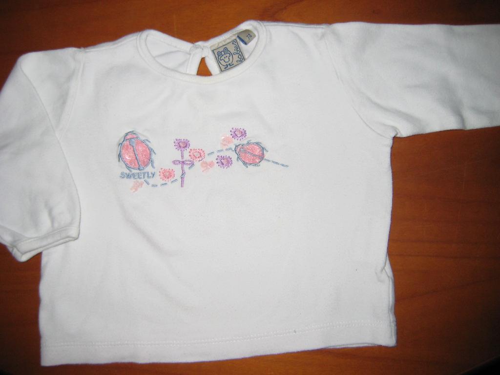 Wit shirt, 74, Kinderen en Baby's, Babykleding | Maat 74, Ophalen of Verzenden, Zo goed als nieuw, Meisje, Shirtje of Longsleeve