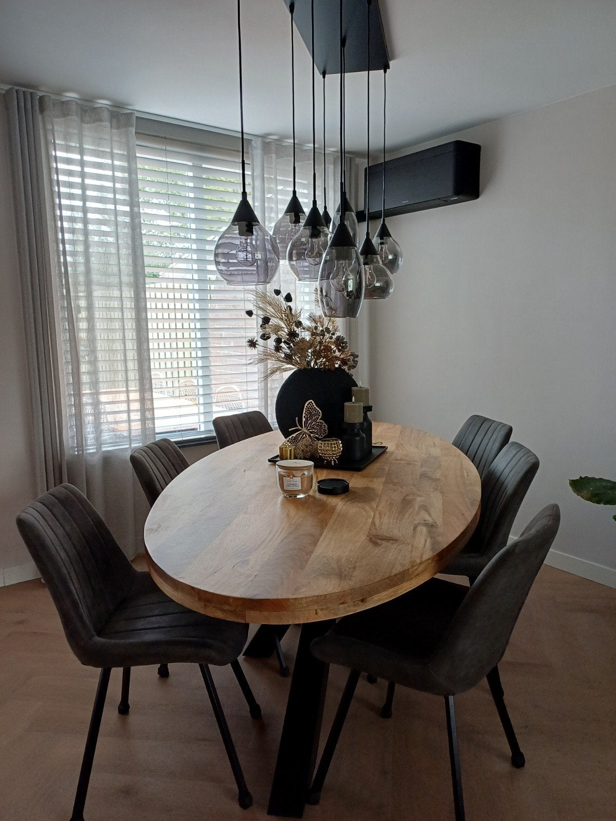 6 mooie eetkamerstoelen donker grijs - eventueel incl tafel, Antiek en Kunst, Ophalen
