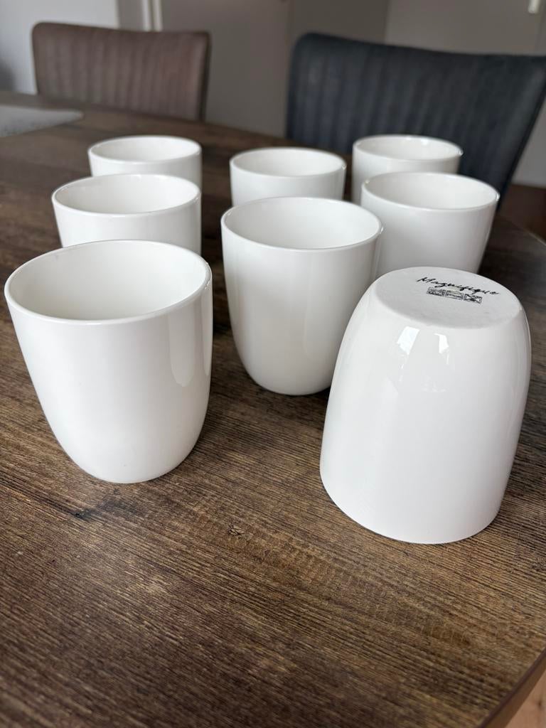 8x Koffiekopjes, zonder oortje, wit, Huis en Inrichting, Keuken | Servies, Overige materialen, Ophalen of Verzenden, Zo goed als nieuw