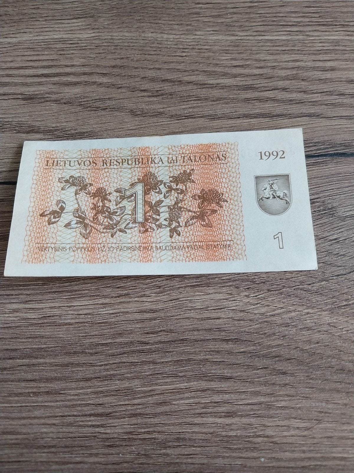 Litouwse 1 Talonas bankbiljet uit 1992, Postzegels en Munten, Bankbiljetten | Europa | Eurobiljetten, Ophalen of Verzenden