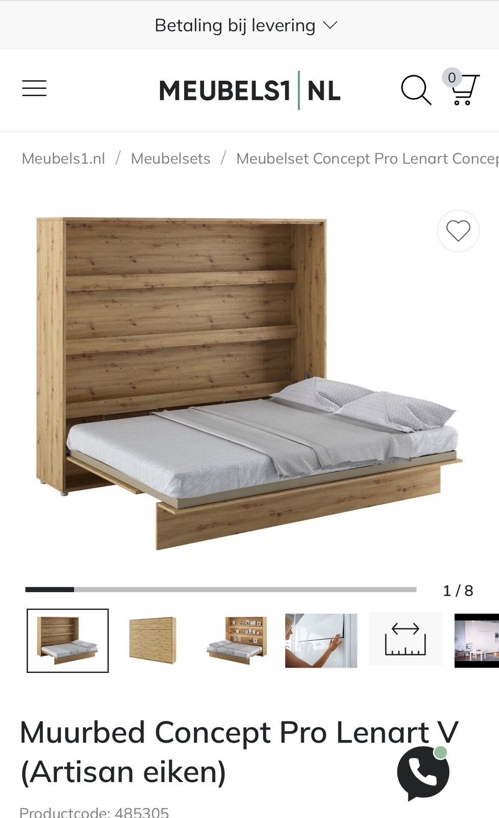 Nieuw in doos! Muurbed/Murphybed Pro Lenart V (Asian eiken), Huis en Inrichting, Slaapkamer | Bedden, Bruin, Ophalen of Verzenden
