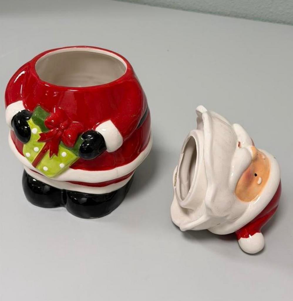 Kerstman Koekjespot Keramiek 25 cm met Deksel kerst Kerstmis, Diversen, Kerst, Ophalen of Verzenden, Zo goed als nieuw, H, H