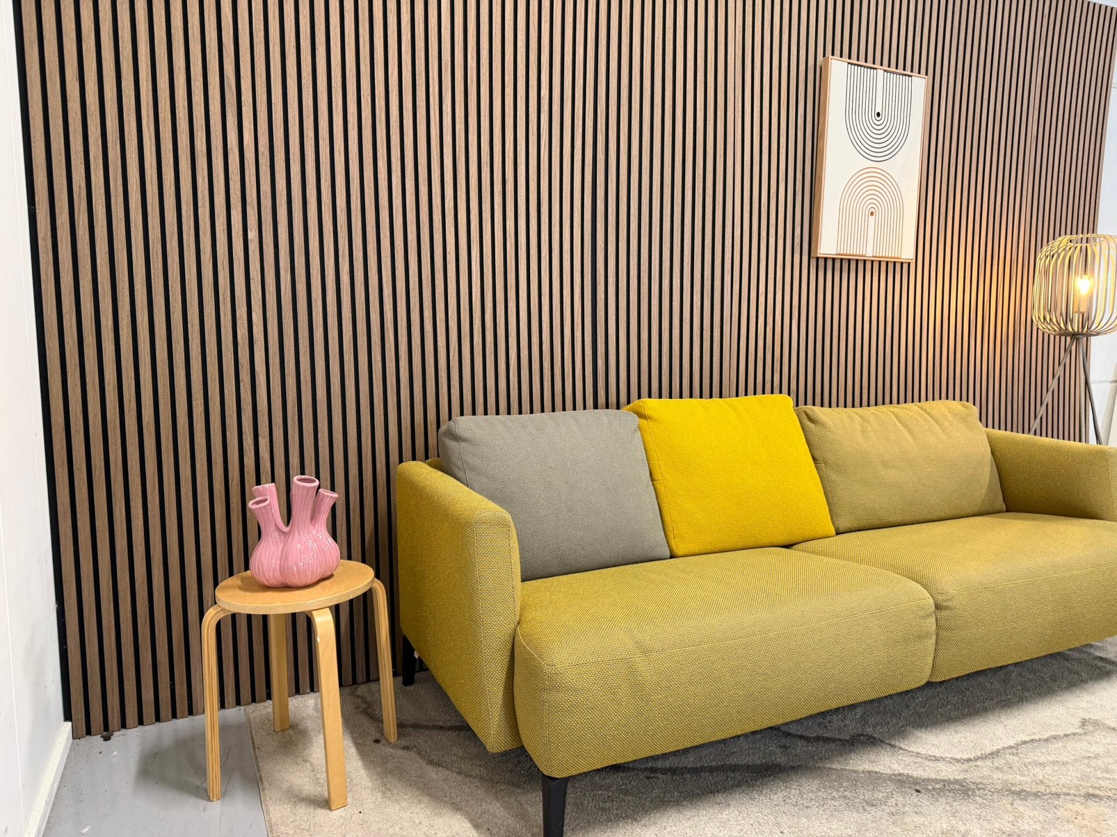 Pode - Design Bank - Geel - Zeer Nette Staat - 2,5 Zits Bank, Huis en Inrichting, Tweepersoons, 75 tot 100 cm, Ophalen of Verzenden