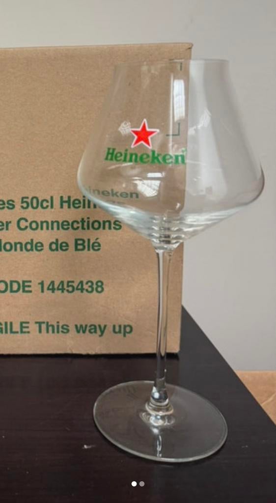 HEINEKEN GLAS OP VOET - Hele mooie vormgeving - 50 cl., Ophalen of Verzenden, Nieuw, Glas of Glazen, Heineken