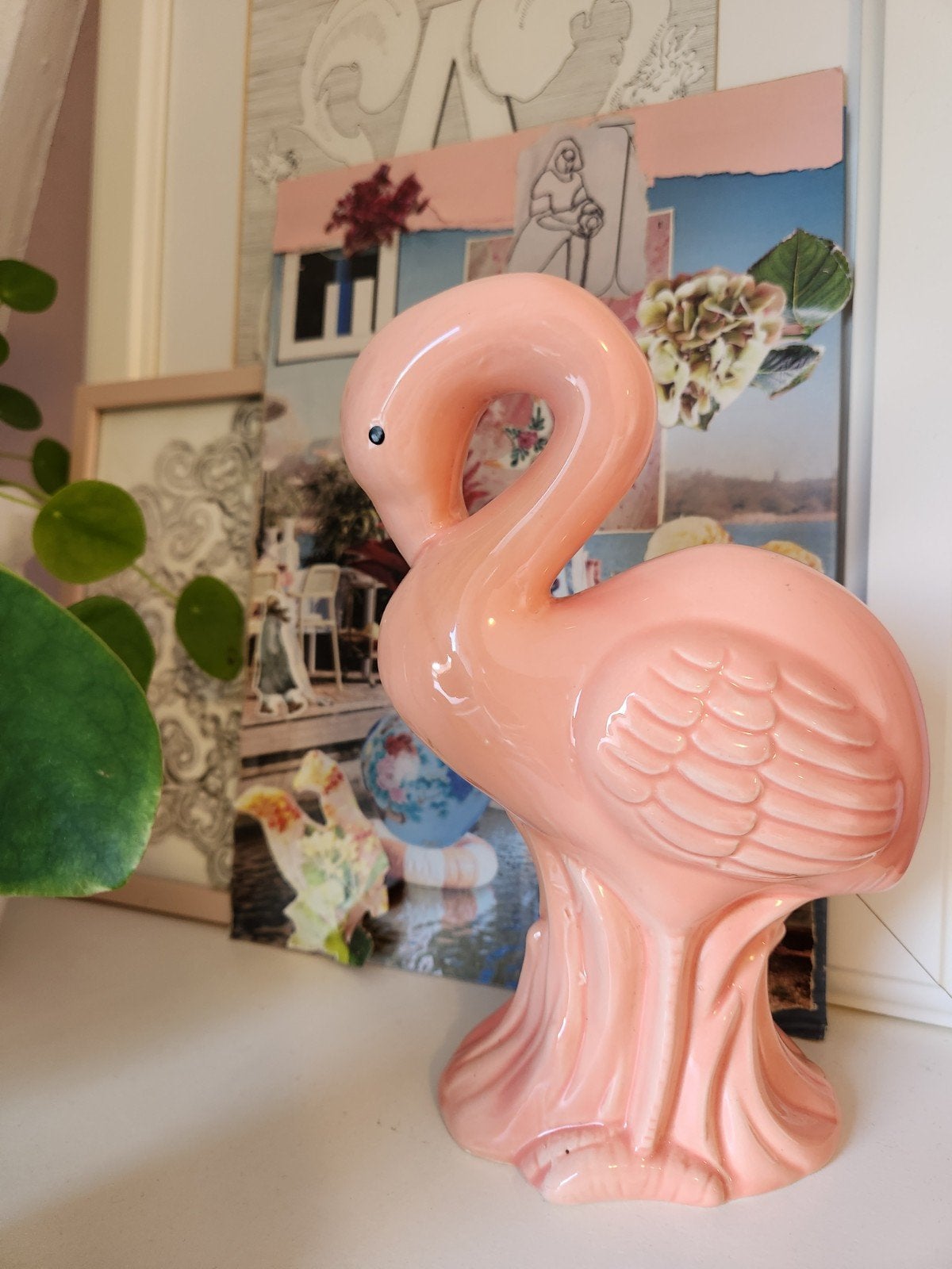 Roze Flamingo Beeldje - Keramiek Decoratie, Gebruikt, Verzenden, Roze, Modern