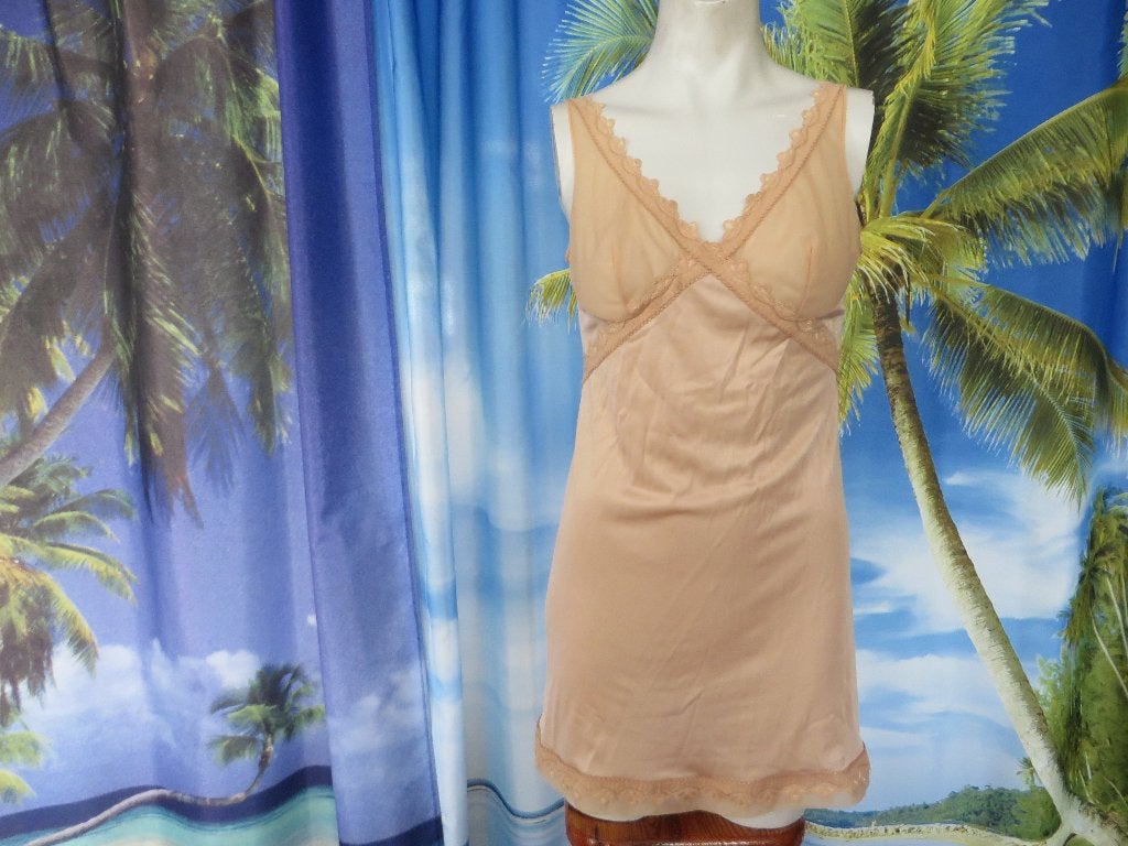jaren 60/70 negligé / onderjurk / slipdress mt 38 Hollandia, Kleding | Dames, Ophalen of Verzenden, Beige, Overige typen