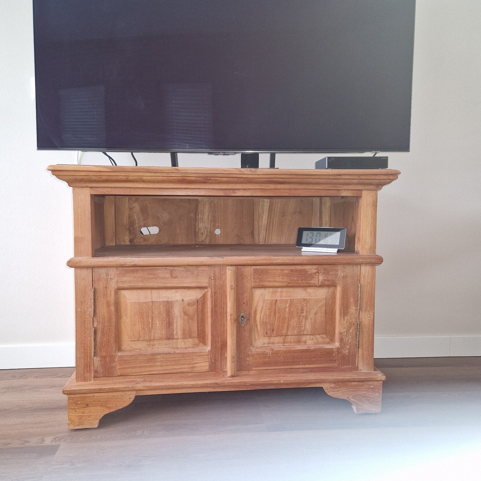 Teak houten tv kastje, Ophalen, Gebruikt, 50 tot 100 cm, Minder dan 100 cm