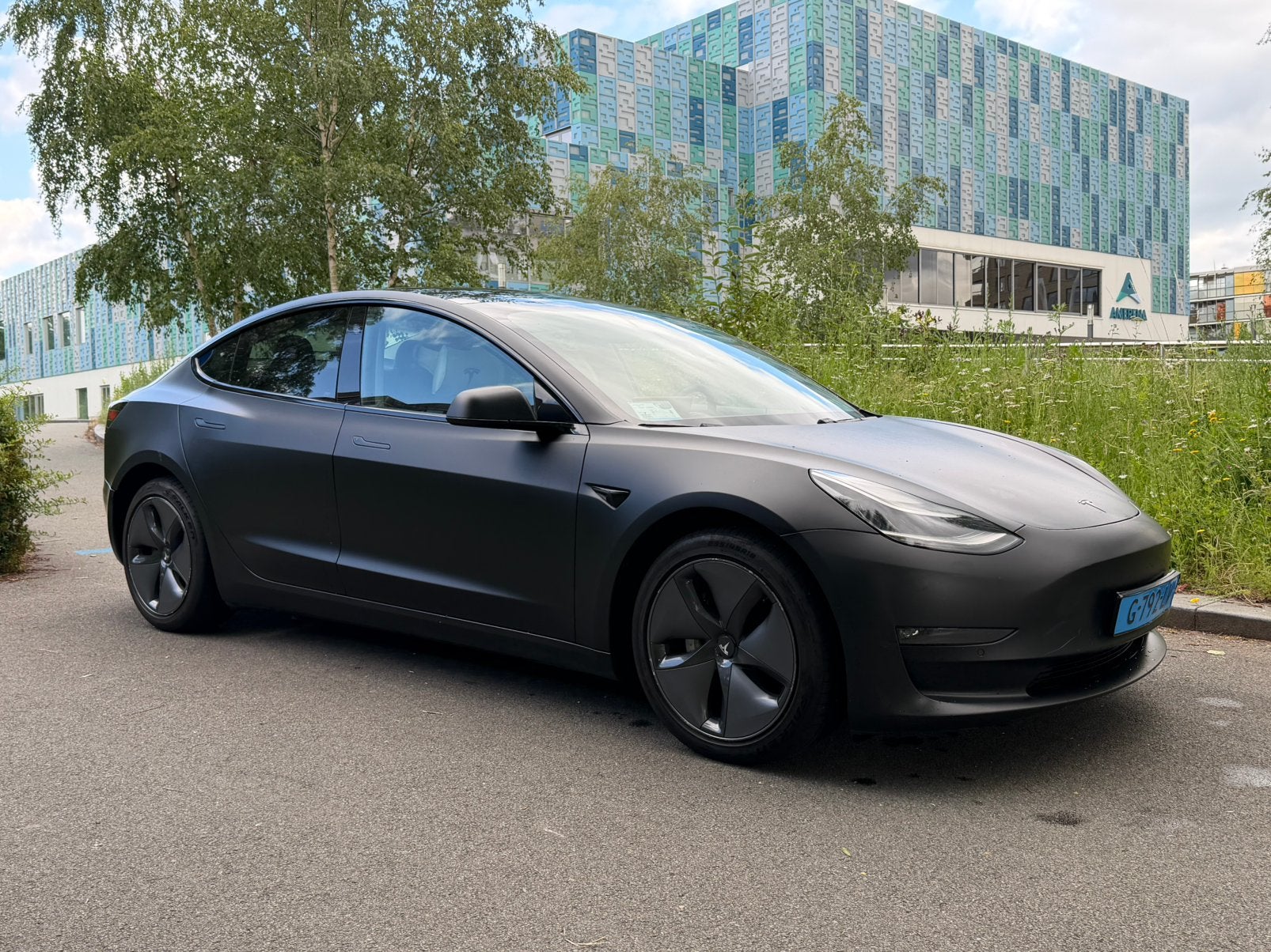 Tesla Model 3 nov-2019 Mat Zwart 75Kw Dual Motor 351pk, Auto's, Automaat, 1831 kg, Zwart, Zwart
