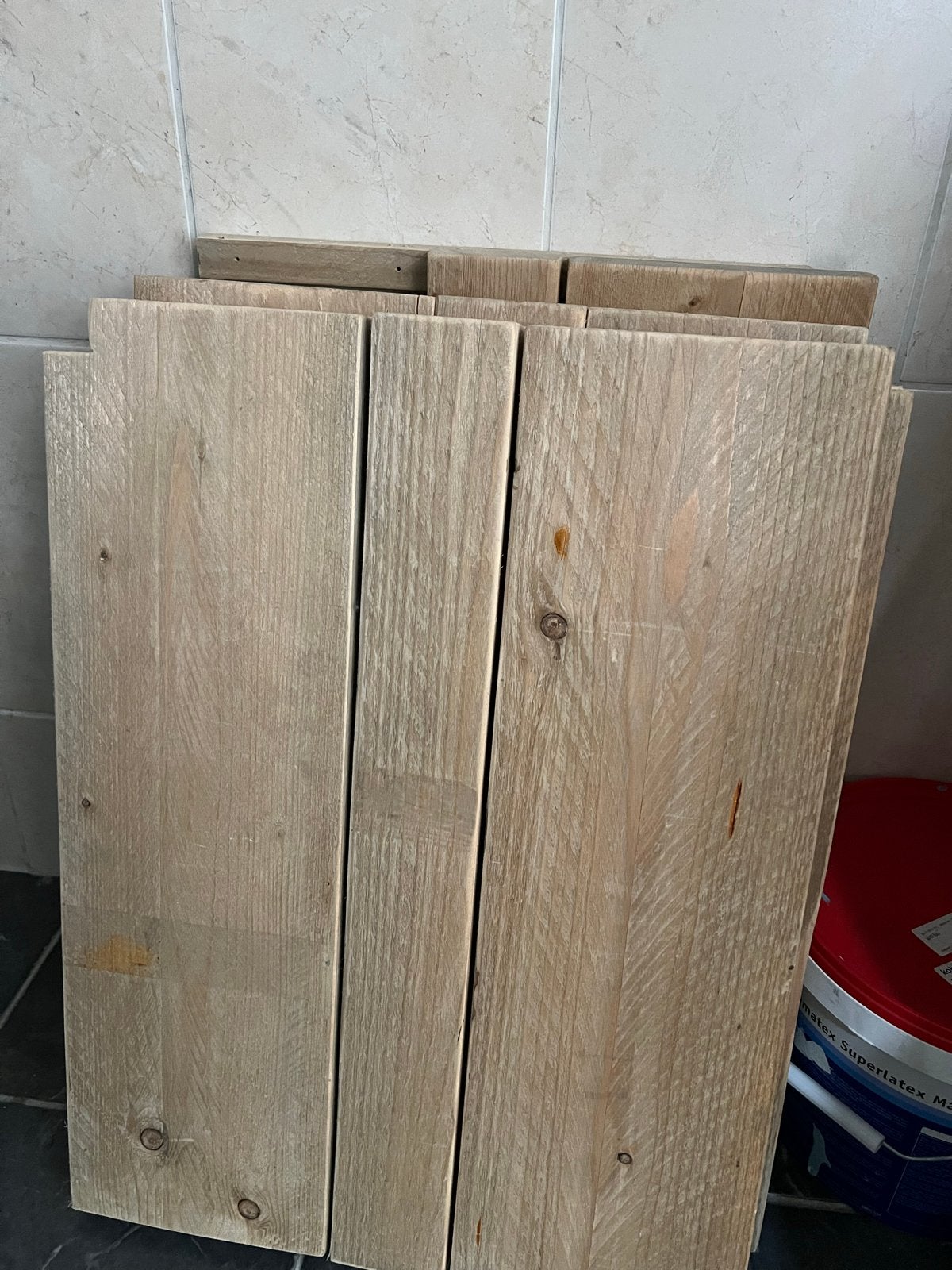 Steigerhout planken  ophalen tegen elk aannemelijk bod!, Ophalen, Gebruikt, 25 tot 50 mm, Plank