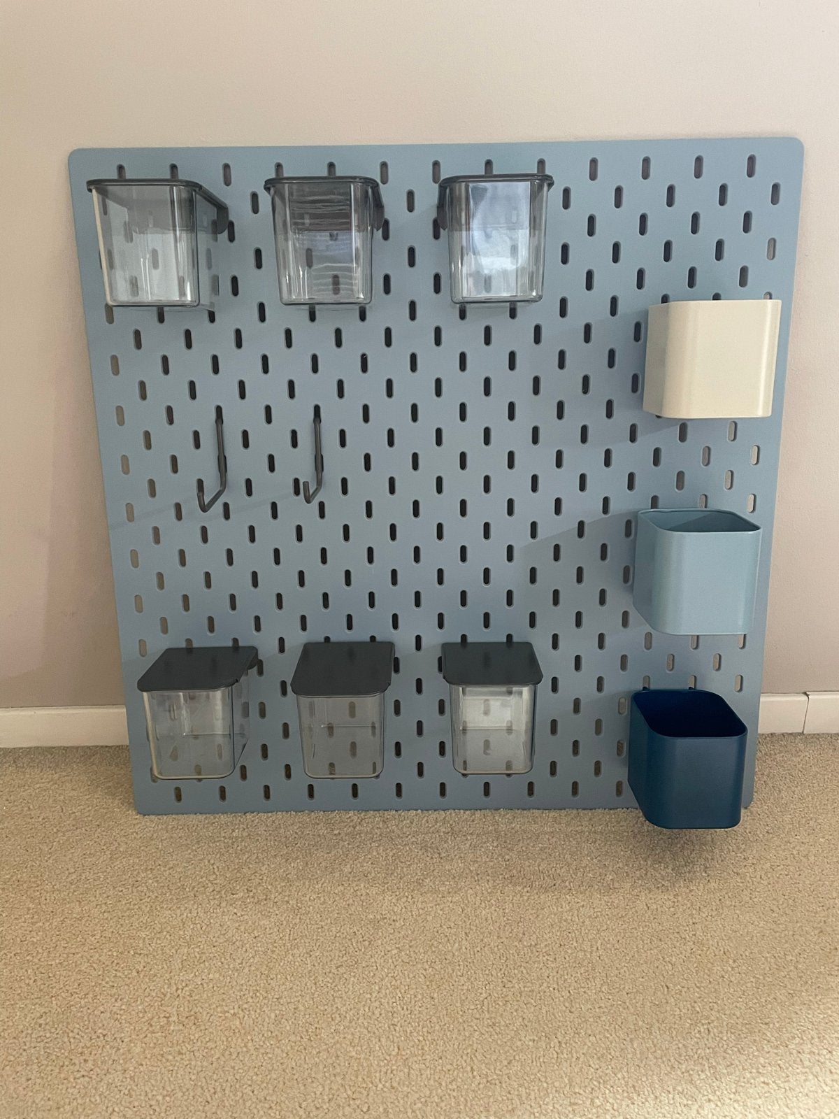 Ikea Skådis ophangbord met accessoires, Ophalen, Blauw, Kunststof, Zo goed als nieuw
