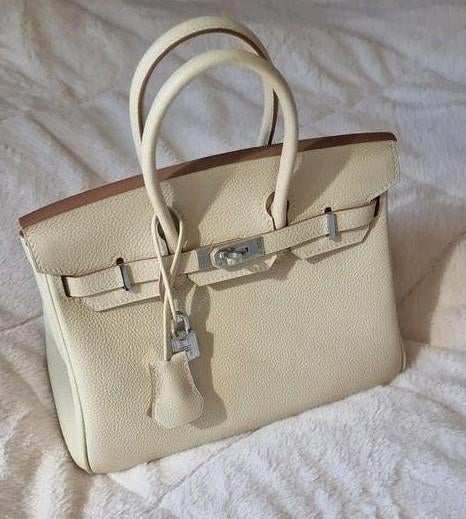 Hermès Birkin Crèmekleurige Leren Handtas - Handgemaakt, Sieraden, Tassen en Uiterlijk, Tassen | Damestassen, Verzenden, Zo goed als nieuw