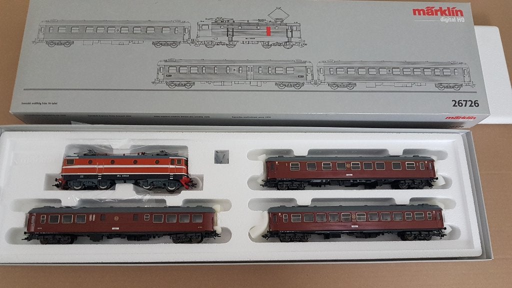 Marklin SJ trein loc met rijtuigen digitaal, Ophalen, Wisselstroom, Locomotief, Zo goed als nieuw