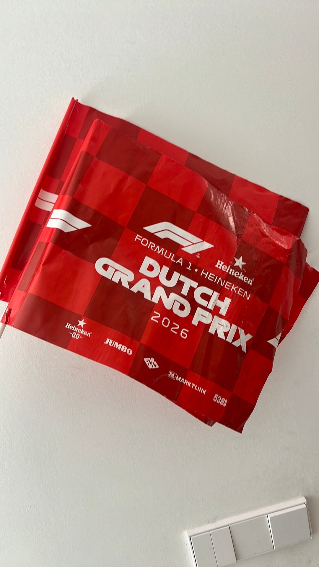 4x rode dutch gp vlaggen, Ophalen of Verzenden, Gebruikt, Formule 1