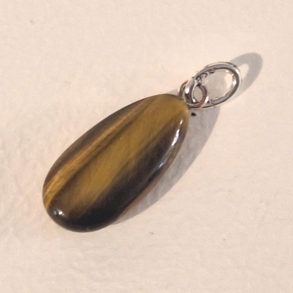 Zilver hanger tijgeroog zilveren kettinghanger edelsteen 925, Overige voorstellingen, Nieuw, Ophalen of Verzenden, Met edelsteen