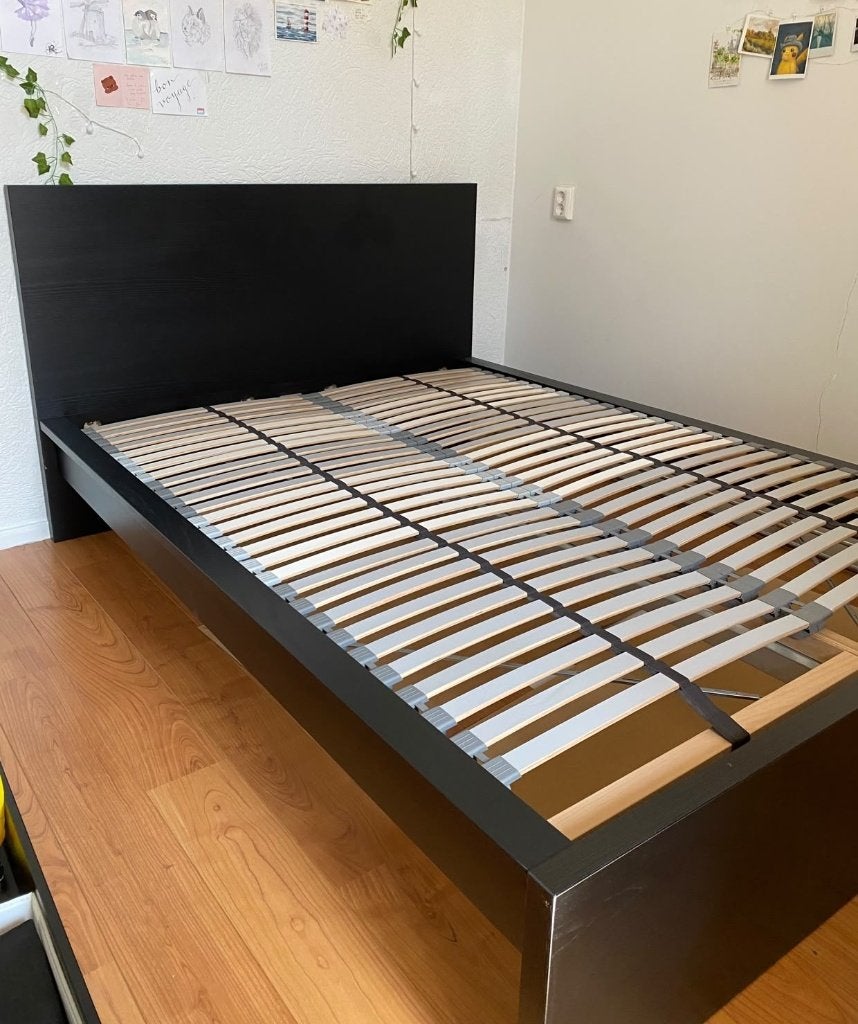 Ikea MALM bed 160x200, Ophalen, Gebruikt, Zwart, Tweepersoons