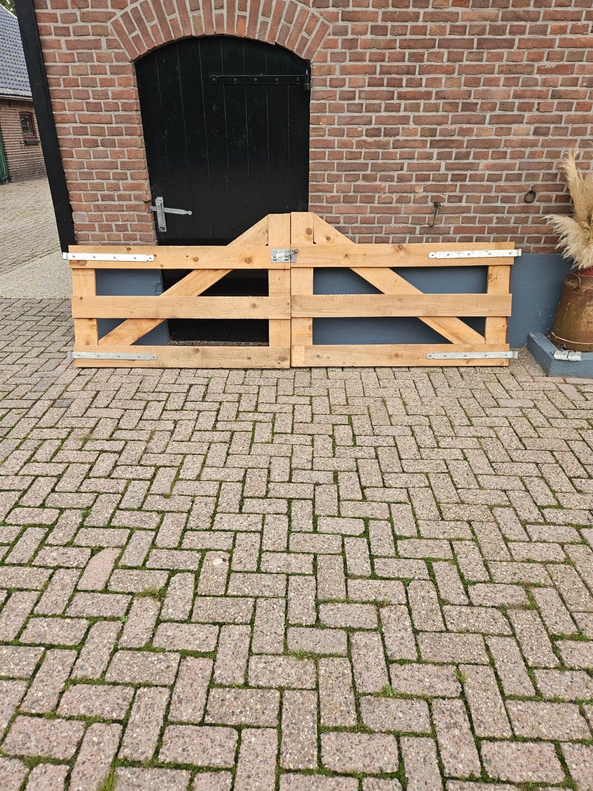 Houten tuinpoort met beslag - Zo goed als nieuw, Met poort, Ophalen of Verzenden, Zo goed als nieuw, Tuinhek