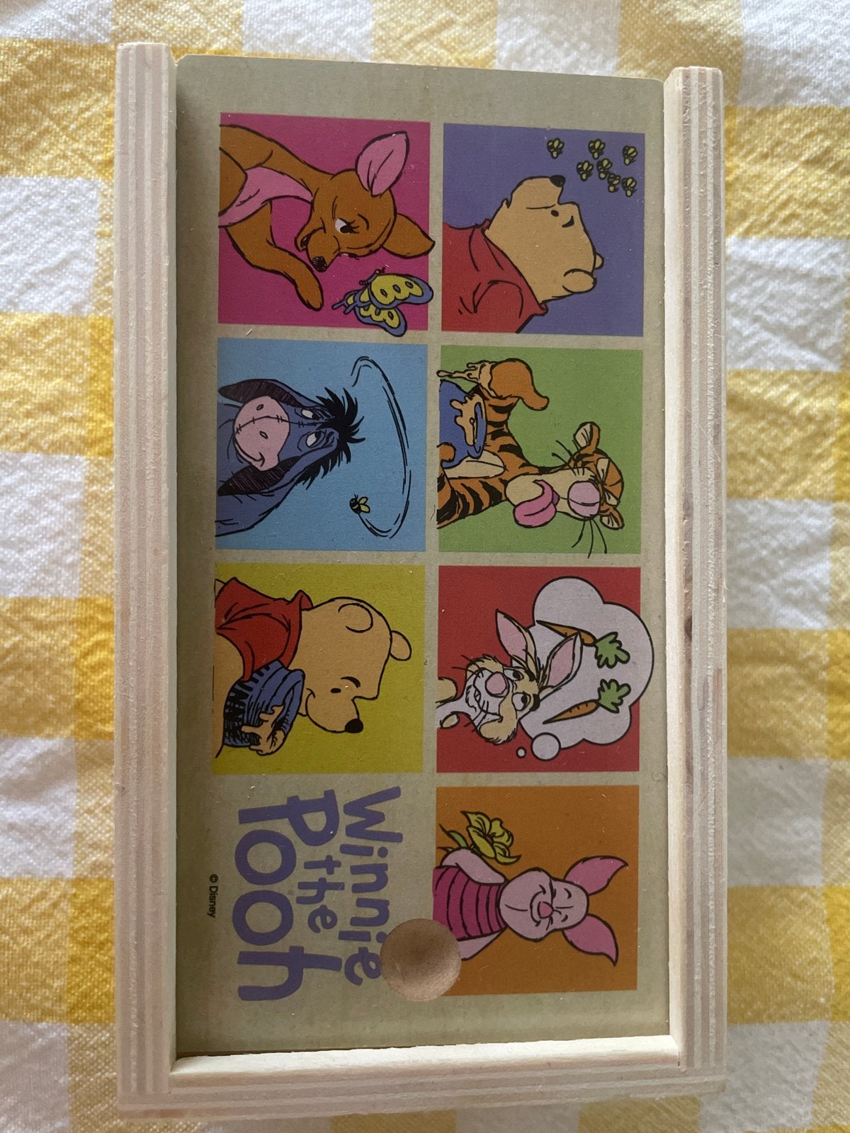 Winnie de Poeh memory spel in houten doosje, Ophalen, 2 tot 4 jaar, 10 tot 50 stukjes, Zo goed als nieuw