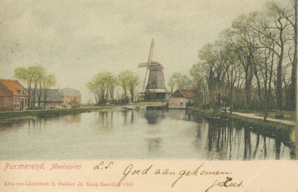 Ansichtkaart Purmerend, Meelmolen., Ophalen of Verzenden, Voor 1920, Gelopen, Noord-Holland