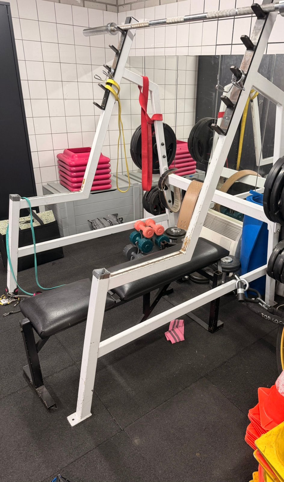 Squat rack compleet met stang en gewichten, Ophalen, Gebruikt, Overige typen