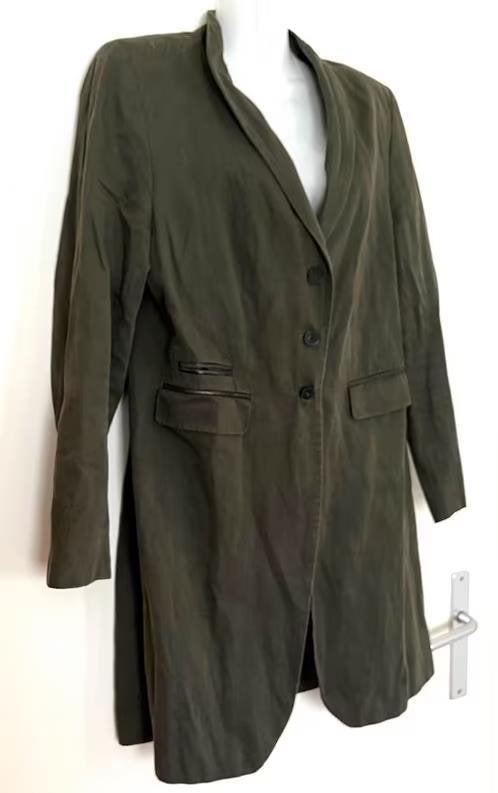Far Hills legergroen lang jasje maat 42[dm], Kleding | Dames, Maat 42/44 (L), Ophalen of Verzenden, Zo goed als nieuw, Jasje