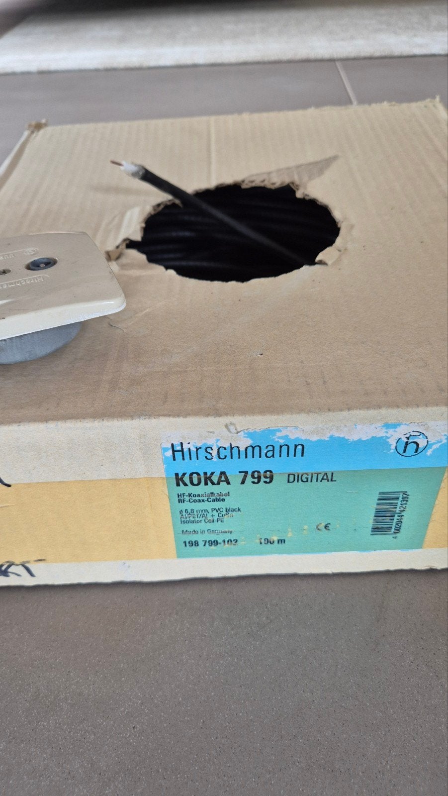 Hirschmann KOKA 799 Digitale Coaxkabel - Zwart, Audio, Tv en Foto, Audiokabels en Televisiekabels, Ophalen, Nieuw, 10 meter of meer