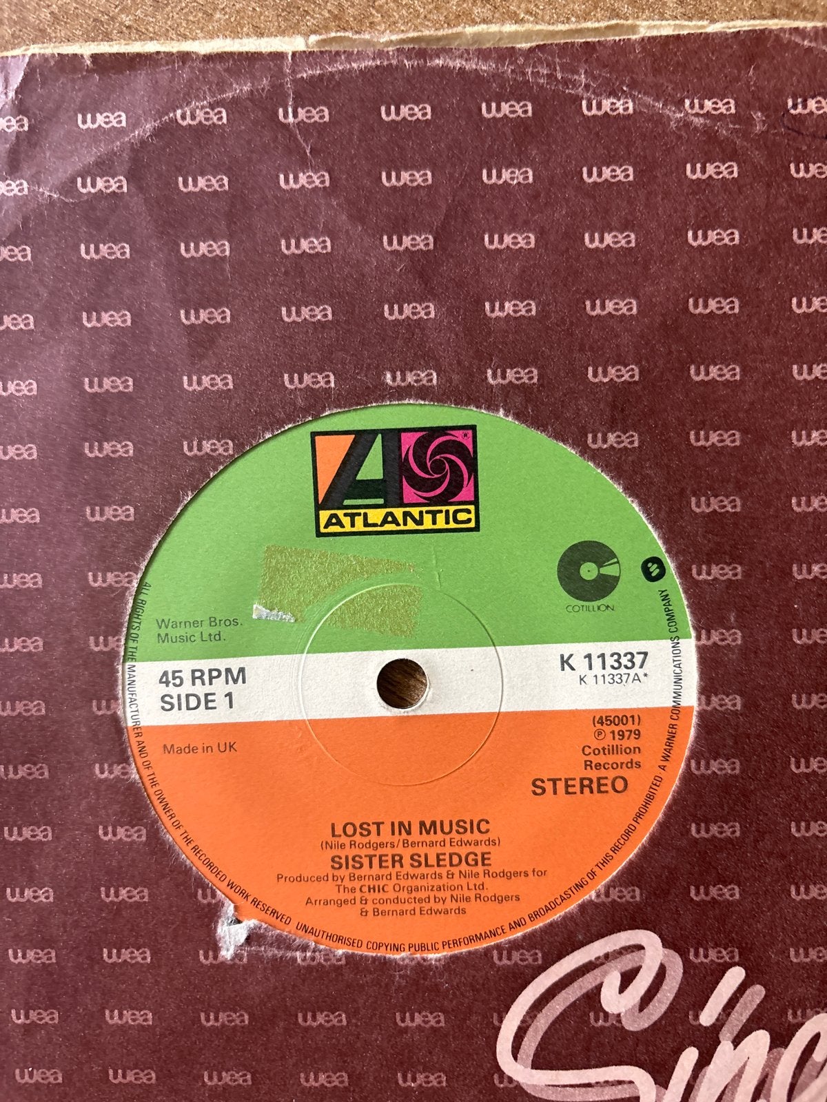 Sister Sledge - Lost in Music (1979) 7 inch Vinyl Single, Gebruikt, Originele persing, 7 inch, Ophalen of Verzenden