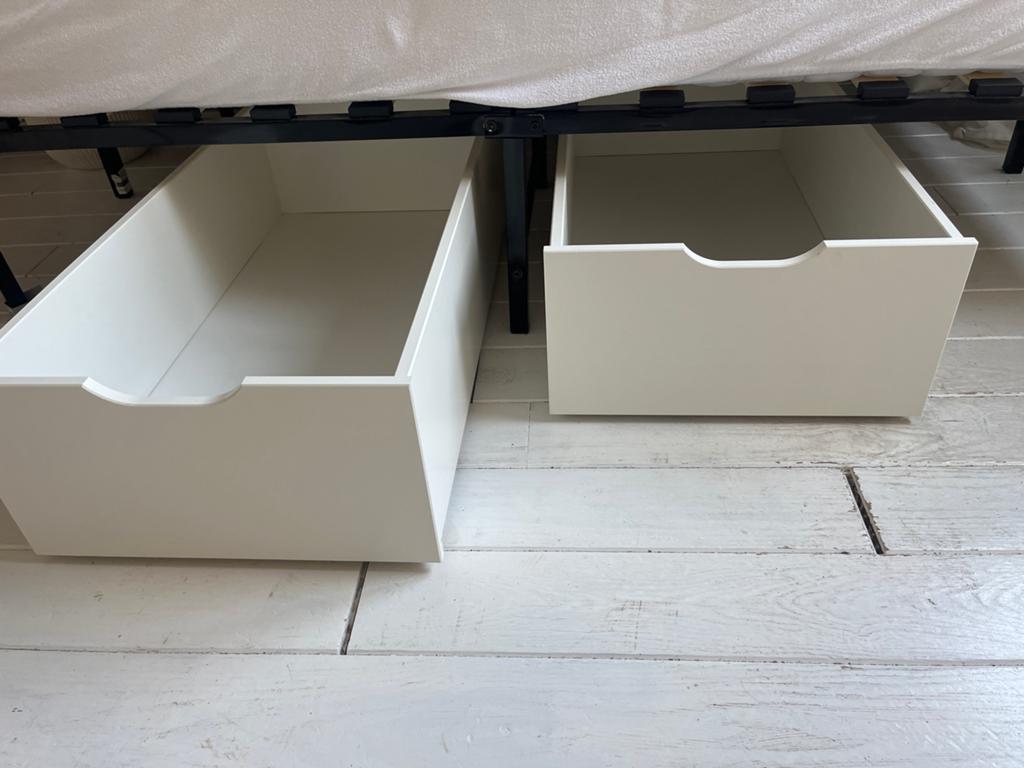 Bedlades op wieltjes - 2 stuks, Ophalen, Gebruikt, Wit, Overige maten