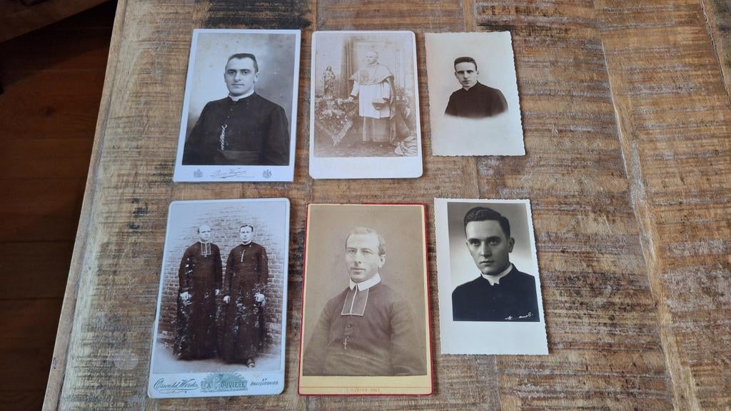 48 antieke foto's,  kaarten mbt geestelijken,  zie foto's, Antiek en Kunst, Antiek | Religie, Ophalen of Verzenden
