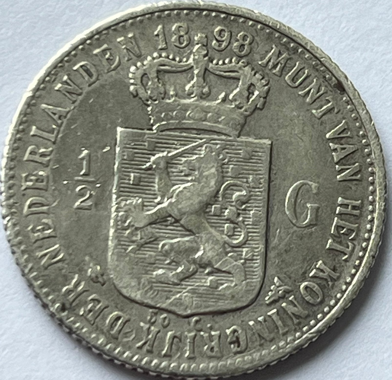 Halve gulden 1898, Postzegels en Munten, Munten | Nederland, ½ gulden, Zilver, Ophalen of Verzenden, Koningin Wilhelmina
