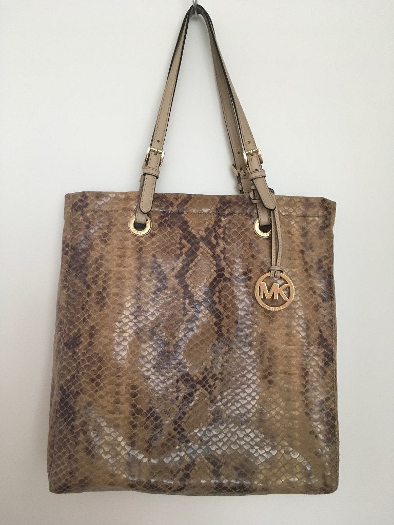 Michael Kors tote tas leer, Sieraden, Tassen en Uiterlijk, Tassen | Damestassen, Ophalen of Verzenden, Gebruikt, Bruin, Handtas