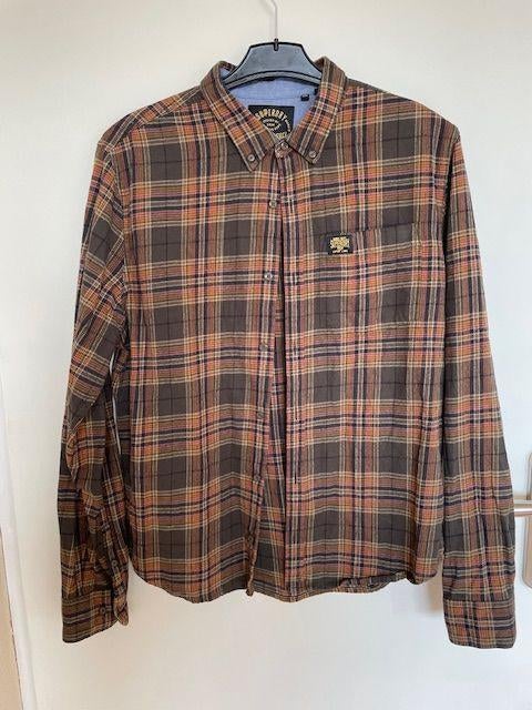 bruin geruit overhemd van Superdry maat XL, Ophalen of Verzenden, Gedragen, Bruin, Halswijdte 43/44 (XL)